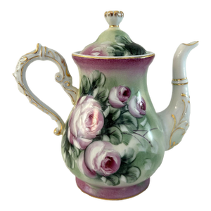Vintage Hand-Painted Rose Coffee Pot
