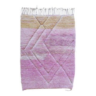 Moroccan Soft Pink Shag Wool Rug - 5.1 X 3.7 Ft For Sale