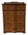 Antique Victorian Oak Serpentine Front Five-Drawer Highboy Dresser With Ornate Carved Crest For Sale