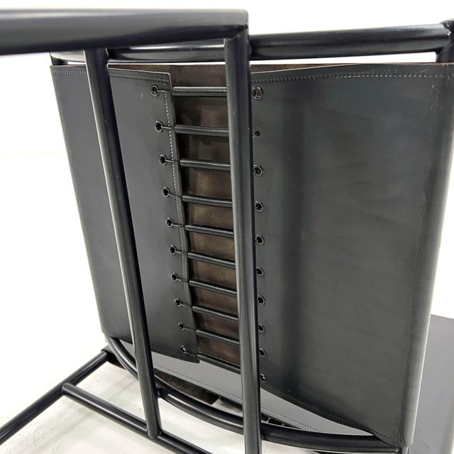 Model 91 Chairs in Black Leater by Mario Botta for Alias, 1990s, Set of 4 For Sale - Image 15 of 16