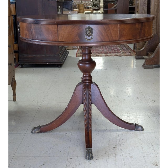 Traditional Vintage Imperial Furniture Mahogany Georgian Style Drum Table For Sale - Image 3 of 10