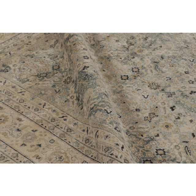 Textile Rug & Kilim’s Modern Classics Rug in Blue With Beige Floral & Geometric Patterns For Sale - Image 7 of 8