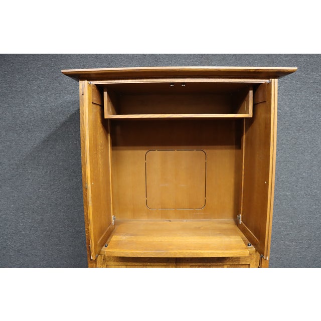 Wood Stickley Mission Oak Entertainment Center / Cabinet, Arts & Crafts Style For Sale - Image 7 of 18
