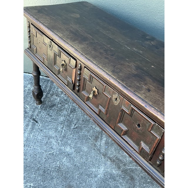 Vintage 18th Century Carved Jacobean Console Table For Sale - Image 4 of 12