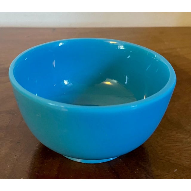 Blue Antique 19th Century Bright Peacock Blue Peking Glass Footed Bowl For Sale - Image 8 of 13