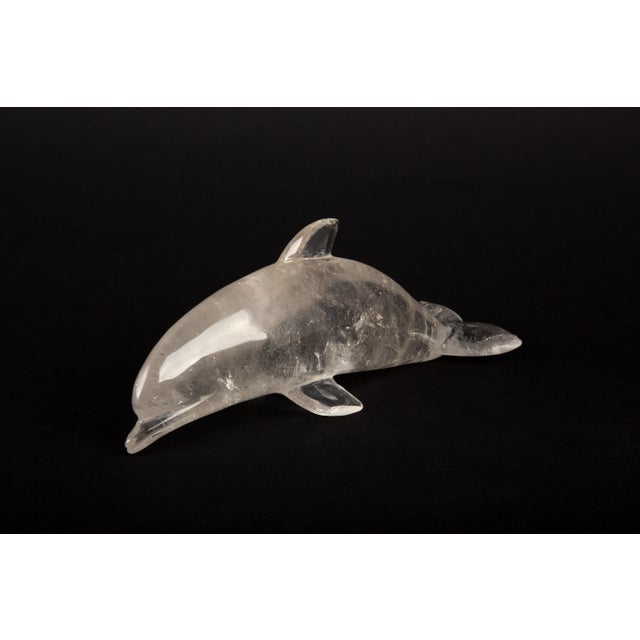 Nautical Hand-Carved Rock Crystal Dolphin For Sale - Image 3 of 6