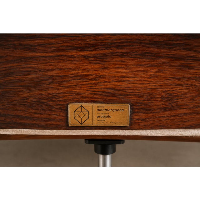 Carlo Fongaro - Tall Dinamarquesa Swivel Chair in Rosewood & Chenille, 1960s For Sale - Image 9 of 18