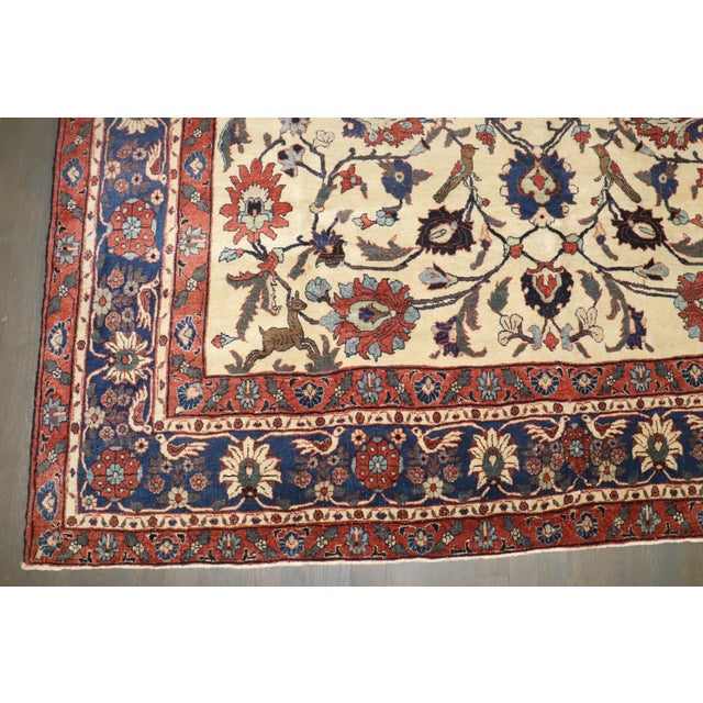 Textile 19th Century Zabihi Collection Ivory Antique Persian Teheran Carpet - 6'10" x 10'4" For Sale - Image 7 of 10