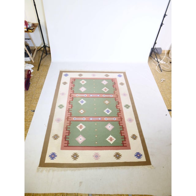 Vintage Handwoven Kilim Rug in Wool, 1980s For Sale - Image 4 of 8