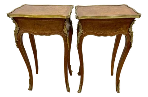 Pair of Antique Louis XV Kingwood and Gilt Bronze End Tables