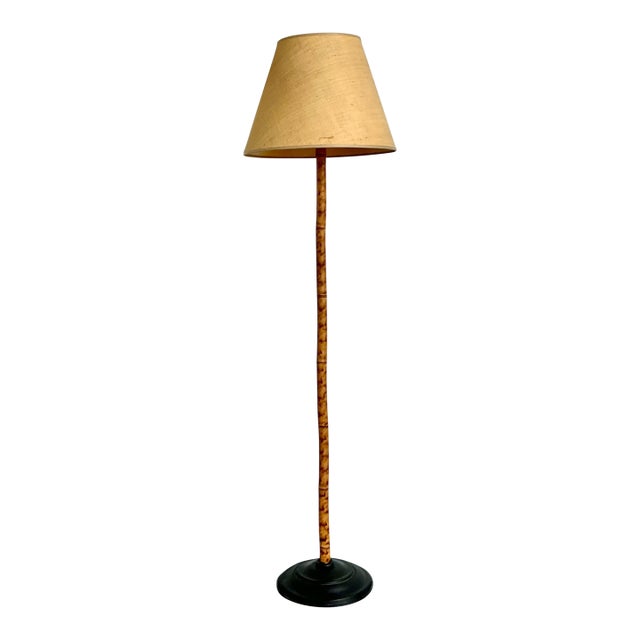 Vintage Bamboo Floor Lamp With Seagrass Shade For Sale