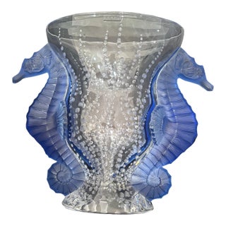 Poseidon Vase – Lalique Blue Saphir Edition (3/99) For Sale