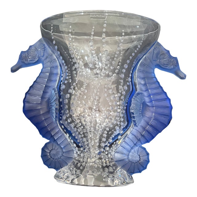 Poseidon Vase – Lalique Blue Saphir Edition (3/99) For Sale