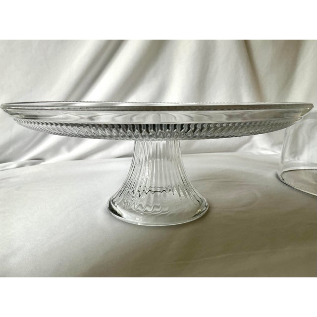Early 21st Century Traditional Pressed Glass Cake Stand With Glass Dome For Sale - Image 5 of 11
