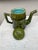 19th Century French Green Majolica Bamboo Teapot signed Salins.
