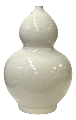Vintage Off White Glaze Gourd Shape Pottery Ceramic Pot Vase