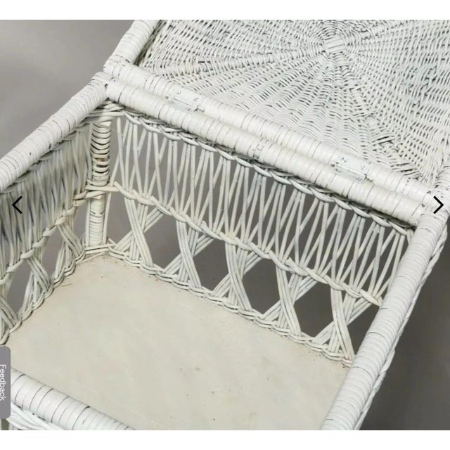 Mid 20th Century Vintage White Painted Wicker Lift Top Storage Cupboard Cabinet For Sale - Image 4 of 12