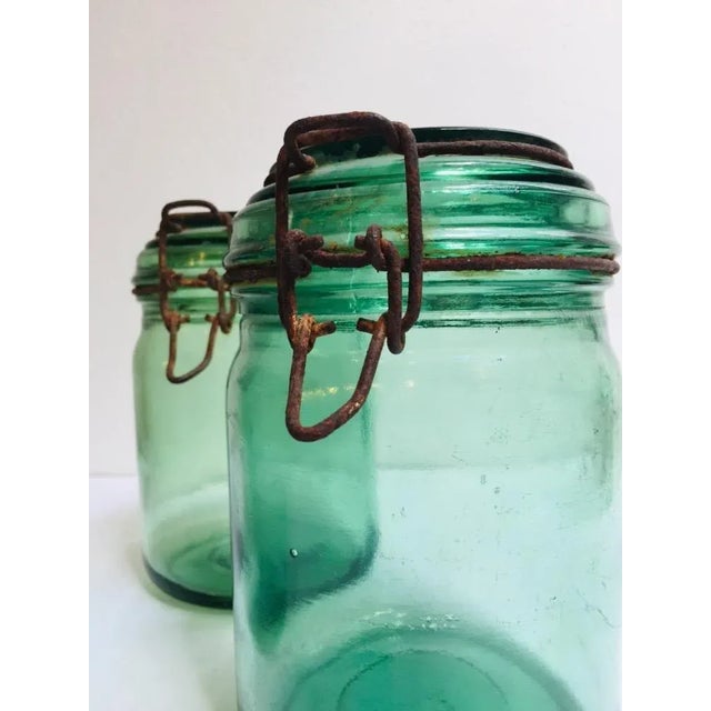 Metal French Colored Glass Jars from Durfor, 1920s, Set of 3 For Sale - Image 7 of 12