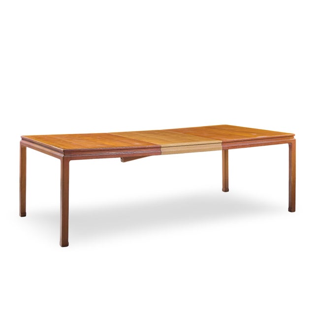 Edward Wormley for Dunbar Mid Century Bleached Mahogany Expanding Dining Table With 2 Leaves For Sale - Image 9 of 13