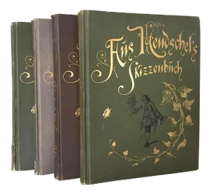 Late 19th Century Antique Illustrated Volume Set, Aus A. Hendschel's Skizzenbuch - 4 Books