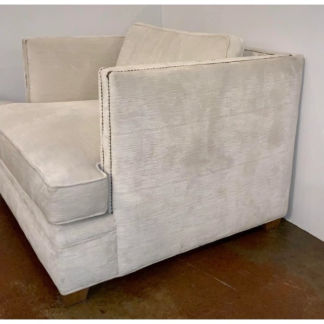 Caracole Caracole Couture Modern White Velvet Club Chair For Sale - Image 4 of 9