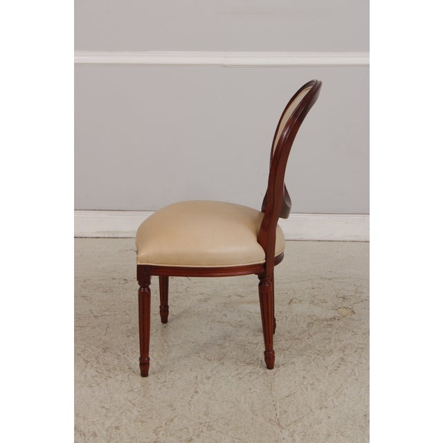1990s Set of 8 French Louis XVI Style Leather Dining Chairs For Sale - Image 5 of 18