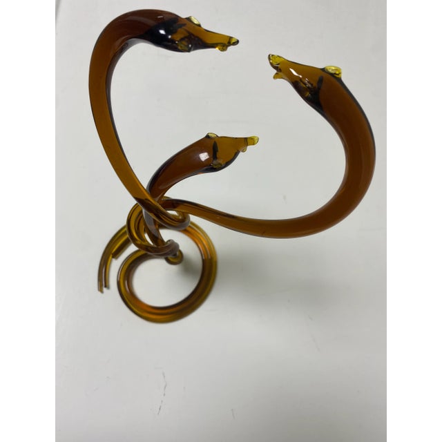1970s 3 Cobra Murano Glass Style Sculpture For Sale - Image 6 of 12