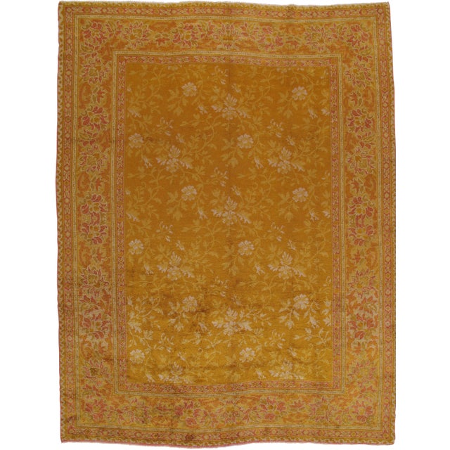 Early 20th Century Antique Turkish Oushak Rug - 10′ × 12′9″ For Sale