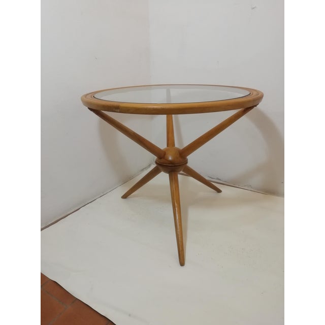 Mid-Century Modern Tripod Table in Wood and Glass attributed to Cesare Lacca, Italy, 1950s For Sale - Image 3 of 16