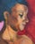 1980's portrait of woman with gold earring by Patricia E. Gillfillan (American, 1924-2016). She was a Carmel and San Luis...