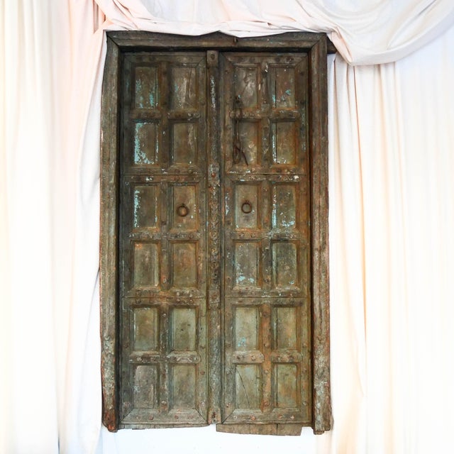 Antique Early 19th Century Traditional Afghan Teak Doors, Set of 2 For Sale - Image 3 of 14