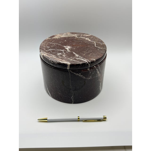 Red Zebra Marble Round Keepsake Box For Sale In Chicago - Image 6 of 6