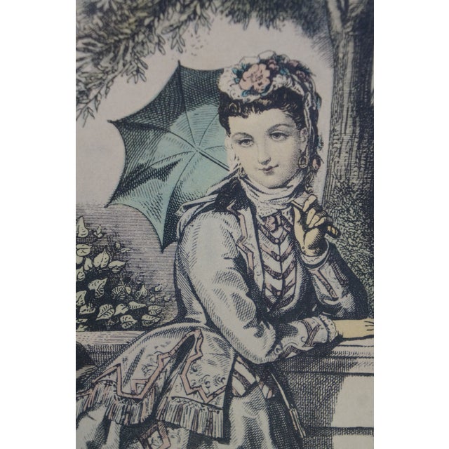 Antique French Victorian La Mode Illustree Paris Fashion Magazine Print 16" For Sale - Image 12 of 13