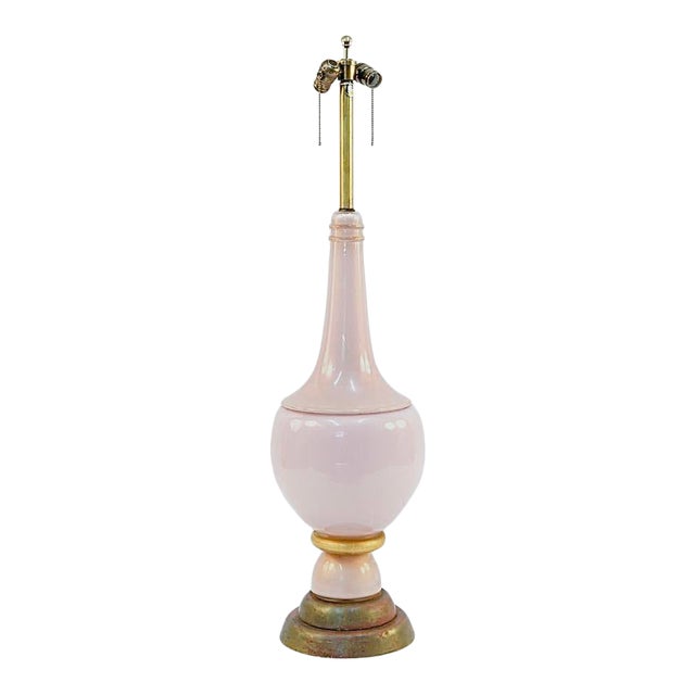 Mid 20th Century Italian The Marbro Lamp Pink Ice Murano Opaline Glass Lamp XL For Sale