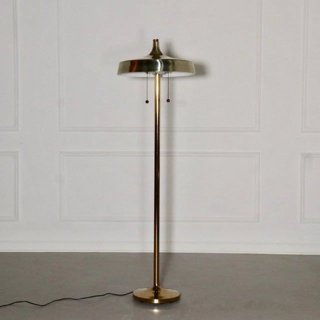 Modern Brass Deco Pagoda Floor and Table Lamps after Walter Von Nessen - A Pair For Sale - Image 3 of 12