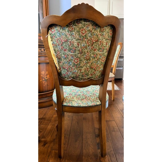 Vintage Italian Provincial Baroque-Style Floral Marquetry Dining Table and 8 Chairs For Sale - Image 9 of 9