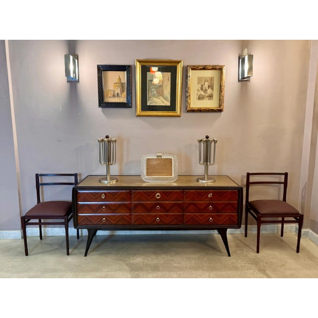 Mid-Century Modern Vintage Italian Nine-Drawer Commode Attributed to Vittorio Dassi, 1950s For Sale - Image 3 of 5