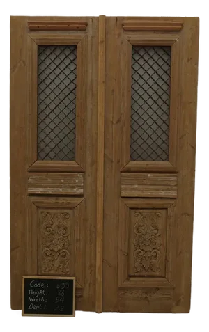 Late 19th Century Double French Doors With Metal/Glass - A Pair