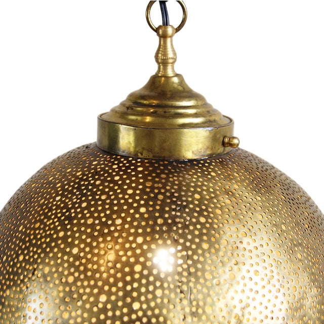 Indian Vintage Vashya Brass Dot Globe Pendant Light For Sale - Image 3 of 3