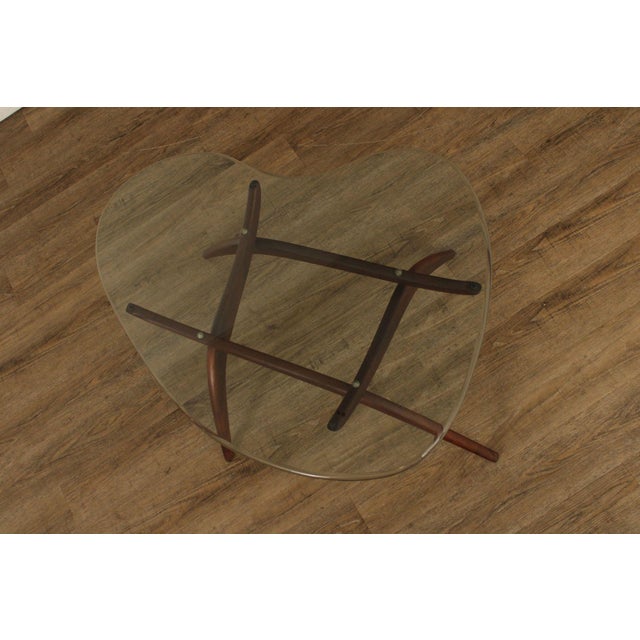 Mid-Century Modern Mid Century Modern Glass Top Walnut Coffee Table For Sale - Image 3 of 18