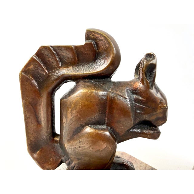 Art Deco Bronze Squirrel Bookends atributted to Max Le Verrier, 1930s, Set of 2 For Sale - Image 9 of 13