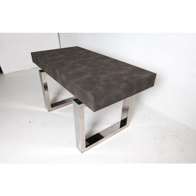 Custom Made Console Table or Desk With Chrome Base For Sale - Image 4 of 10