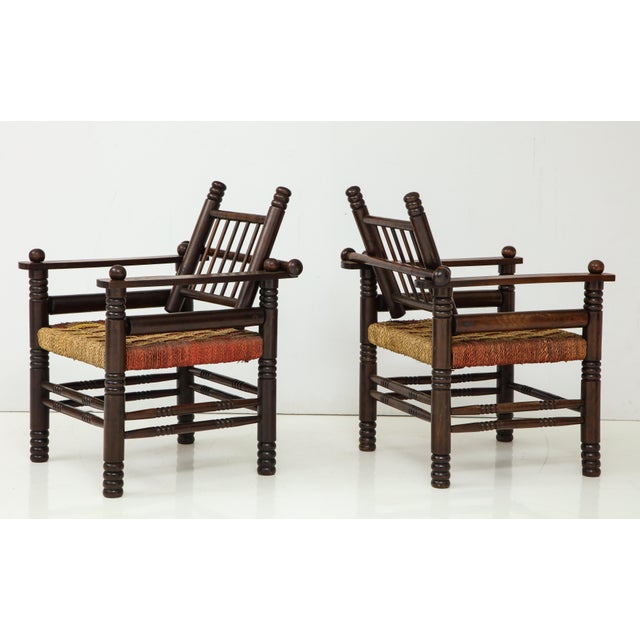 Pair of Spindle Back Armchairs With Woven Seats For Sale - Image 4 of 12