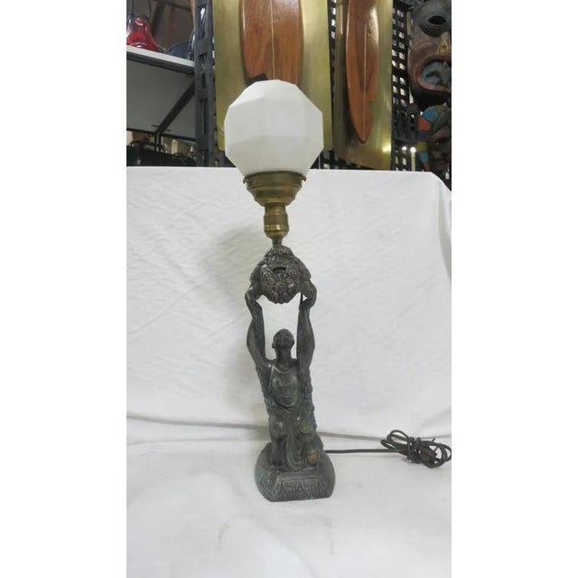 Early 20th Century Art Deco Spelter Joan of Arc Table Lamp by La Belle For Sale - Image 5 of 8