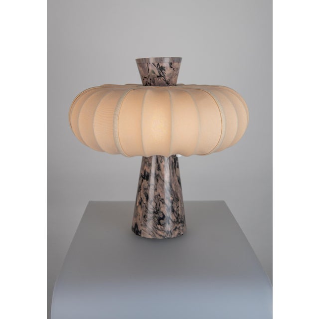 Not Yet Made - Made To Order Terrestrial Brown Veined Marble and Toffee Cotton Table Lamp by ZAVADSKI For Sale - Image 5 of 5