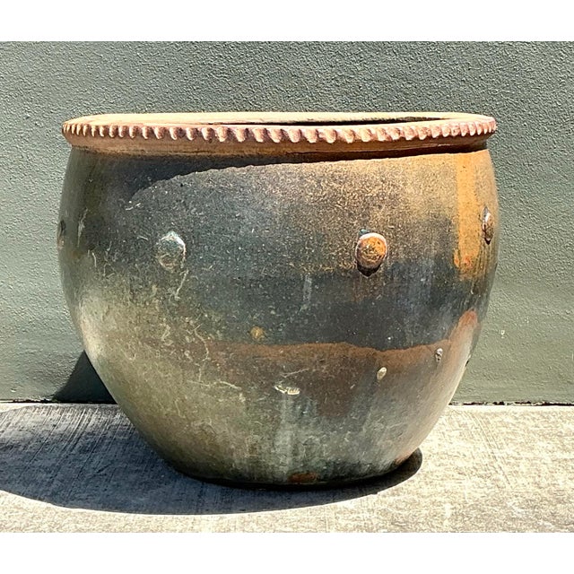 Vintage Monumental Glazed Ceramic Planter For Sale - Image 12 of 12