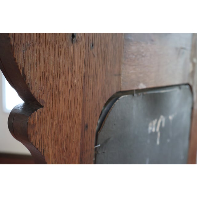 Antique Quarter-Sawn Oak Hall Mirror With Brass Hooks, C. 1900 For Sale - Image 14 of 18