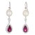 Pink Tourmaline Diamond Pearl Drop Earrings Estate 18k White Gold Dangle Jewellery - 2 Pieces For Sale