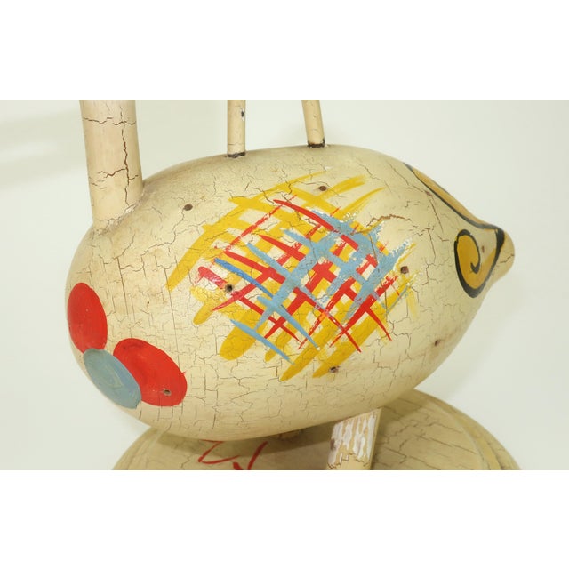 Red Robinhood Ware Folk Art Wood Duck Toothpick Holder Server, c.1930 For Sale - Image 8 of 13