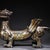 Asian Late 19th Century Gilt Bronze Mythical Beast Figurine, Gold and Silver Inlay For Sale - Image 3 of 12